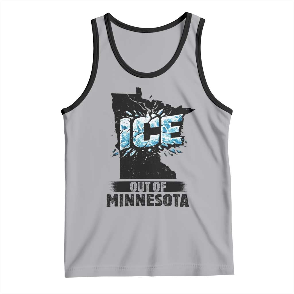 Ice Out of Minnesota Tank Top MN State Map Abolish Ice Protest TS02 Athletic Heather Black Print Your Wear