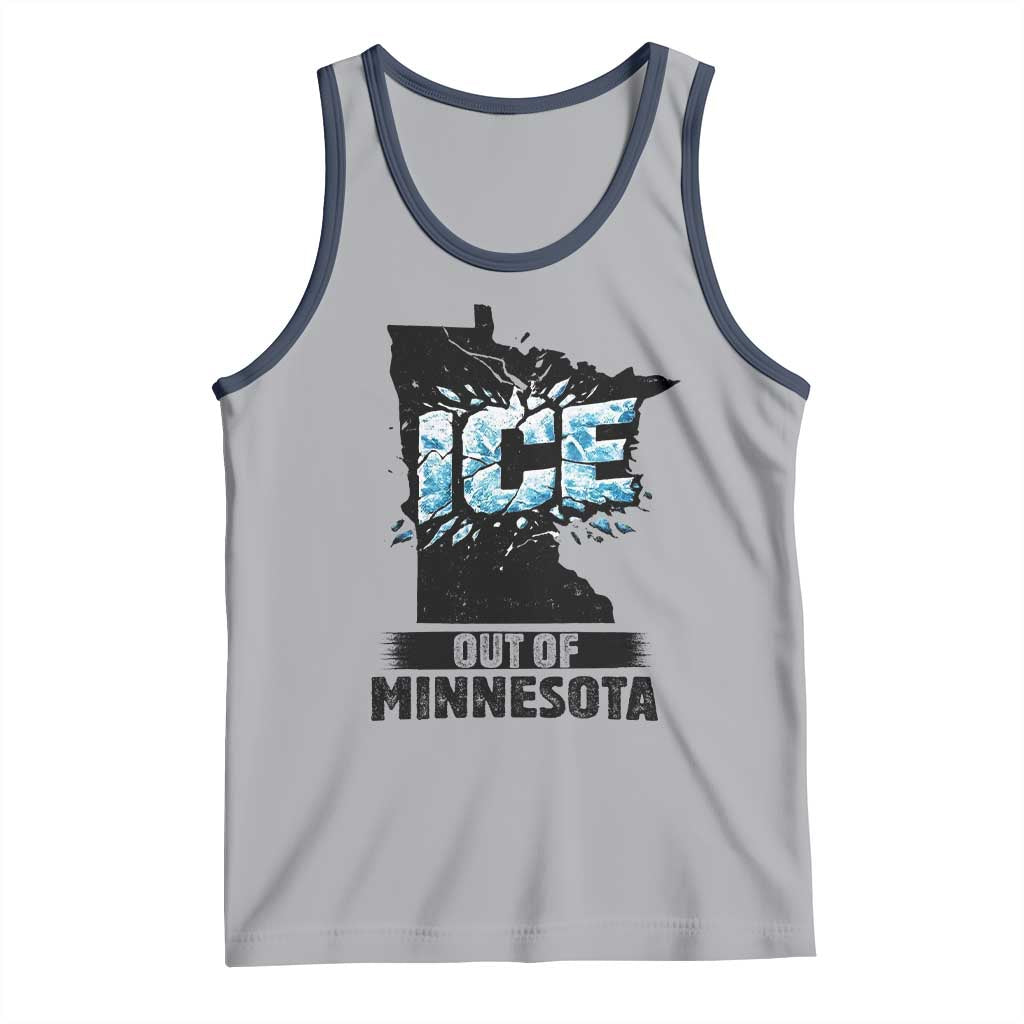 Ice Out of Minnesota Tank Top MN State Map Abolish Ice Protest TS02 Athletic Heather Navy Print Your Wear