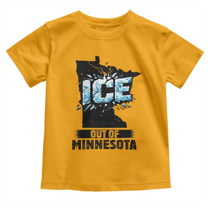 Ice Out of Minnesota Toddler T Shirt MN State Map Abolish Ice Protest TS02 Gold Print Your Wear