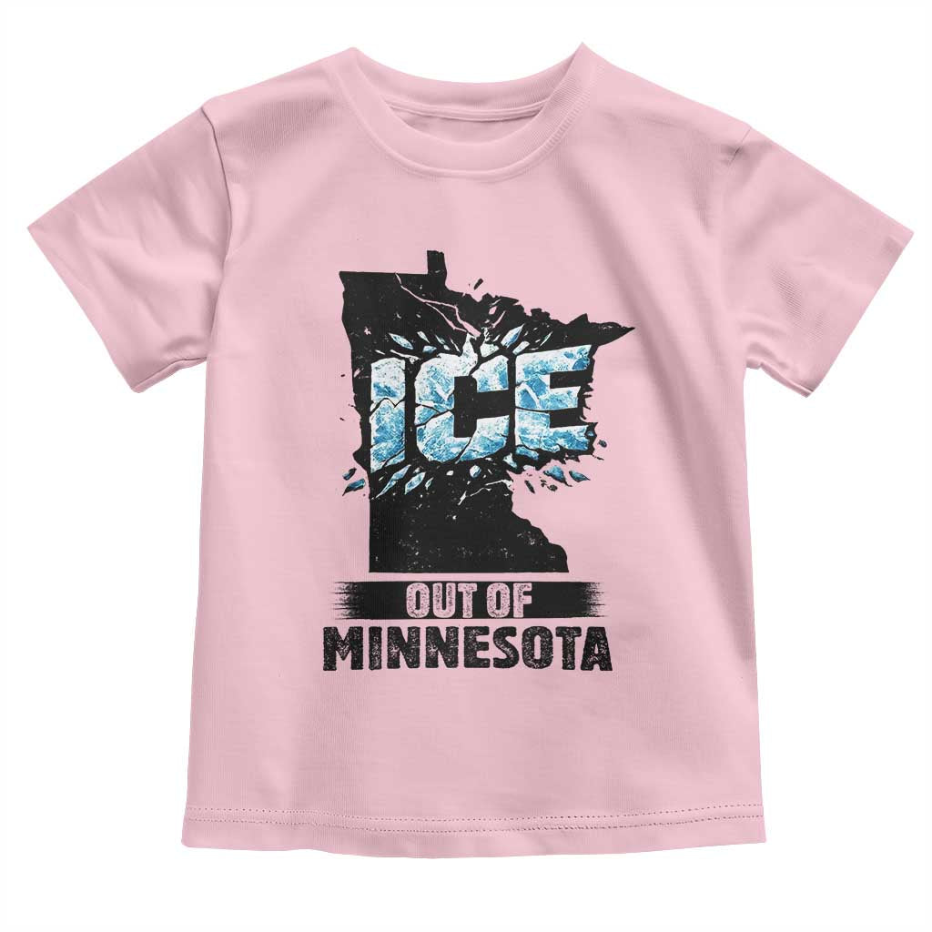Ice Out of Minnesota Toddler T Shirt MN State Map Abolish Ice Protest TS02 Light Pink Print Your Wear