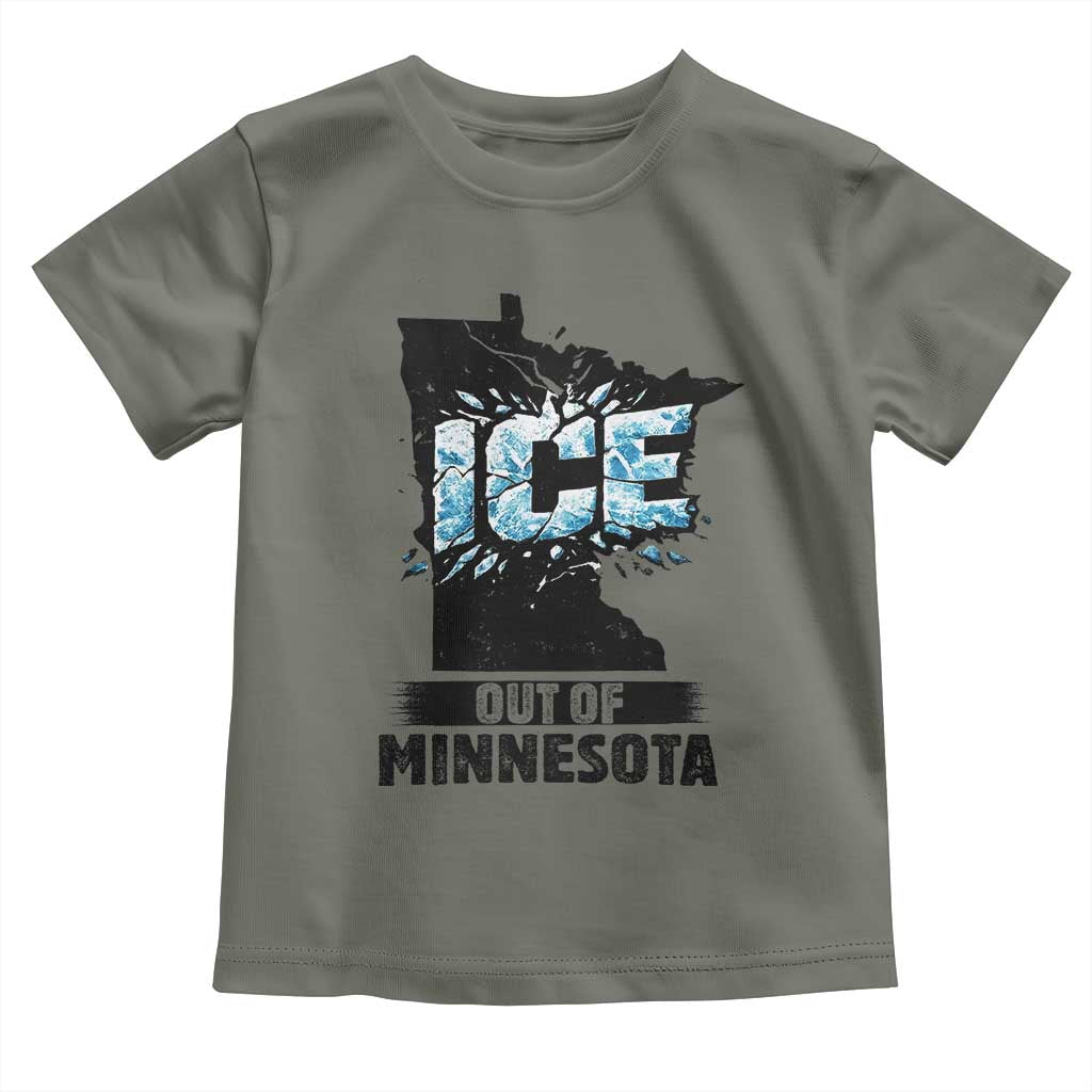 Ice Out of Minnesota Toddler T Shirt MN State Map Abolish Ice Protest TS02 Military Green Print Your Wear