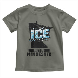 Ice Out of Minnesota Toddler T Shirt MN State Map Abolish Ice Protest TS02 Military Green Print Your Wear