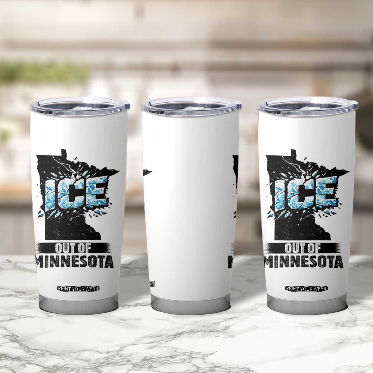 Ice Out of Minnesota Tumbler Cup MN State Map Abolish Ice Protest TS02 Print Your Wear