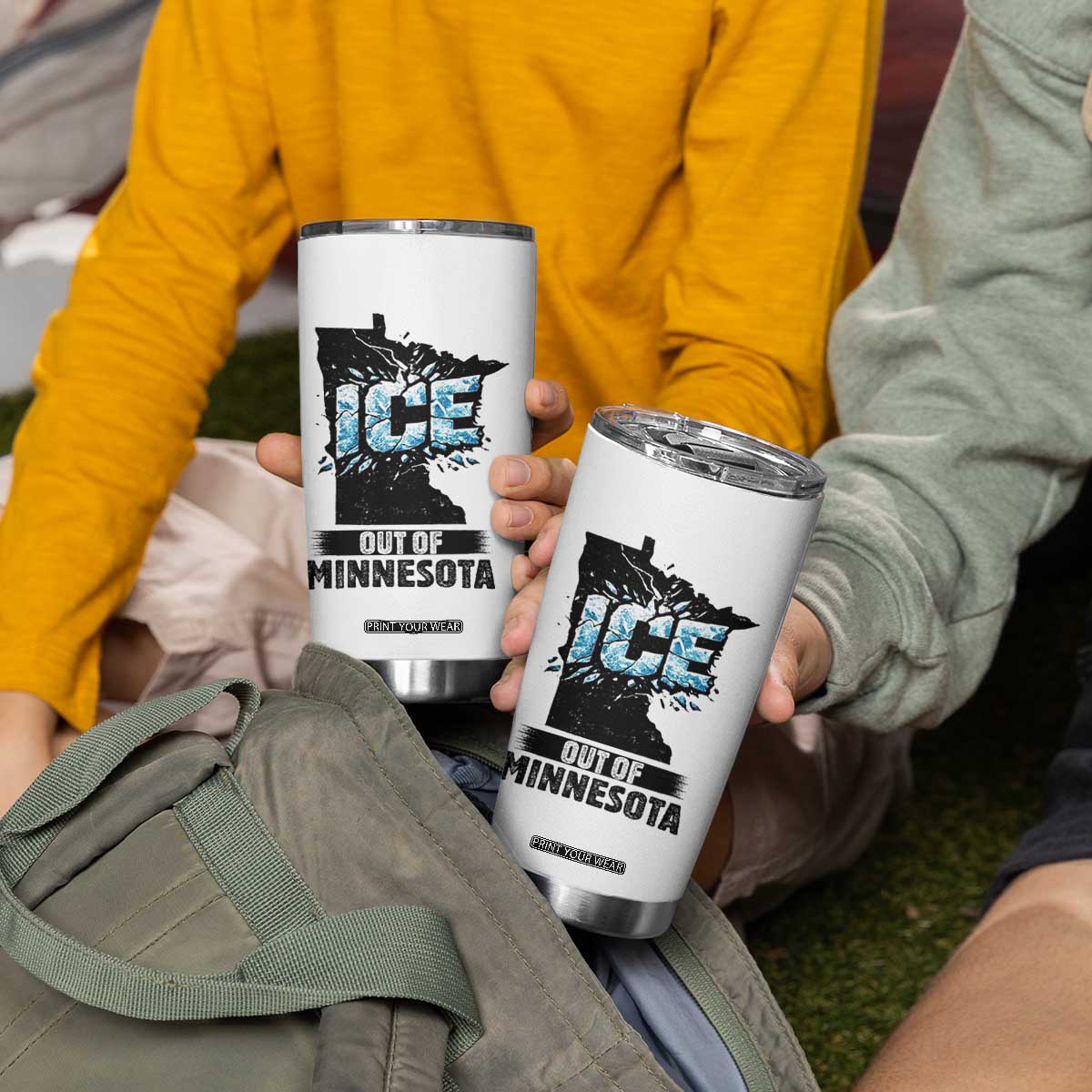 Ice Out of Minnesota Tumbler Cup MN State Map Abolish Ice Protest TS02 Print Your Wear