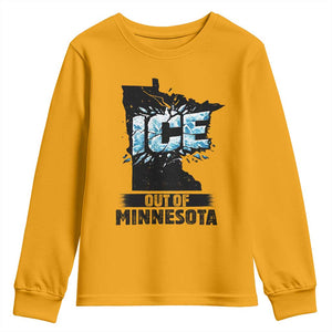 Ice Out of Minnesota Youth Sweatshirt MN State Map Abolish Ice Protest TS02 Gold Print Your Wear