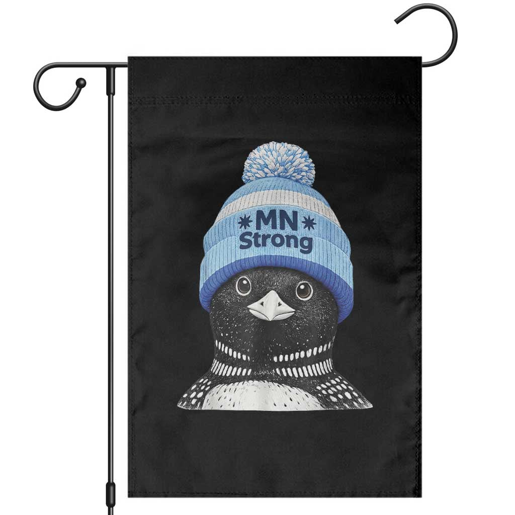 MN Strong Winter Loon with Blue Beanie Garden Flag Stand with Minnesota Justice Protest TS02 Black Print Your Wear
