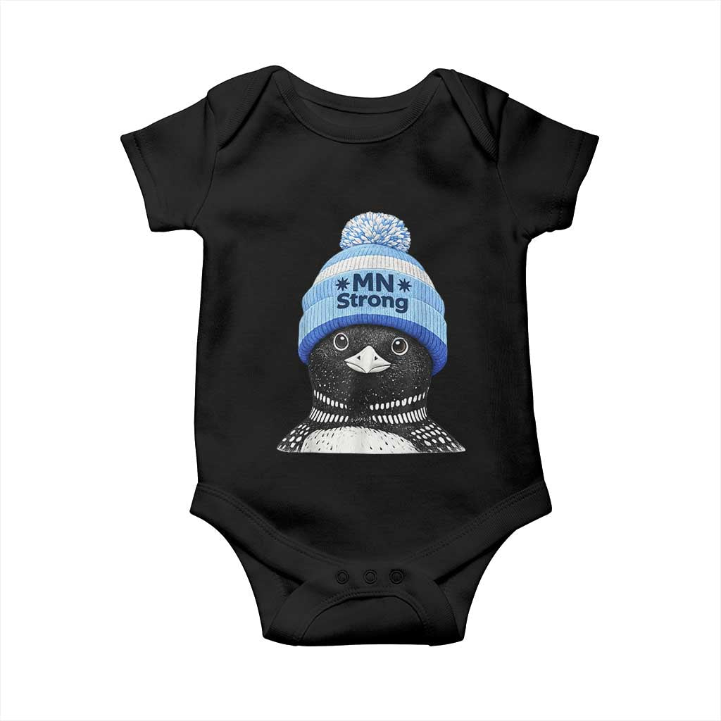 MN Strong Winter Loon with Blue Beanie Baby Onesie Stand with Minnesota Justice Protest TS02 Black Print Your Wear