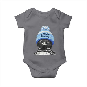 MN Strong Winter Loon with Blue Beanie Baby Onesie Stand with Minnesota Justice Protest TS02 Charcoal Print Your Wear