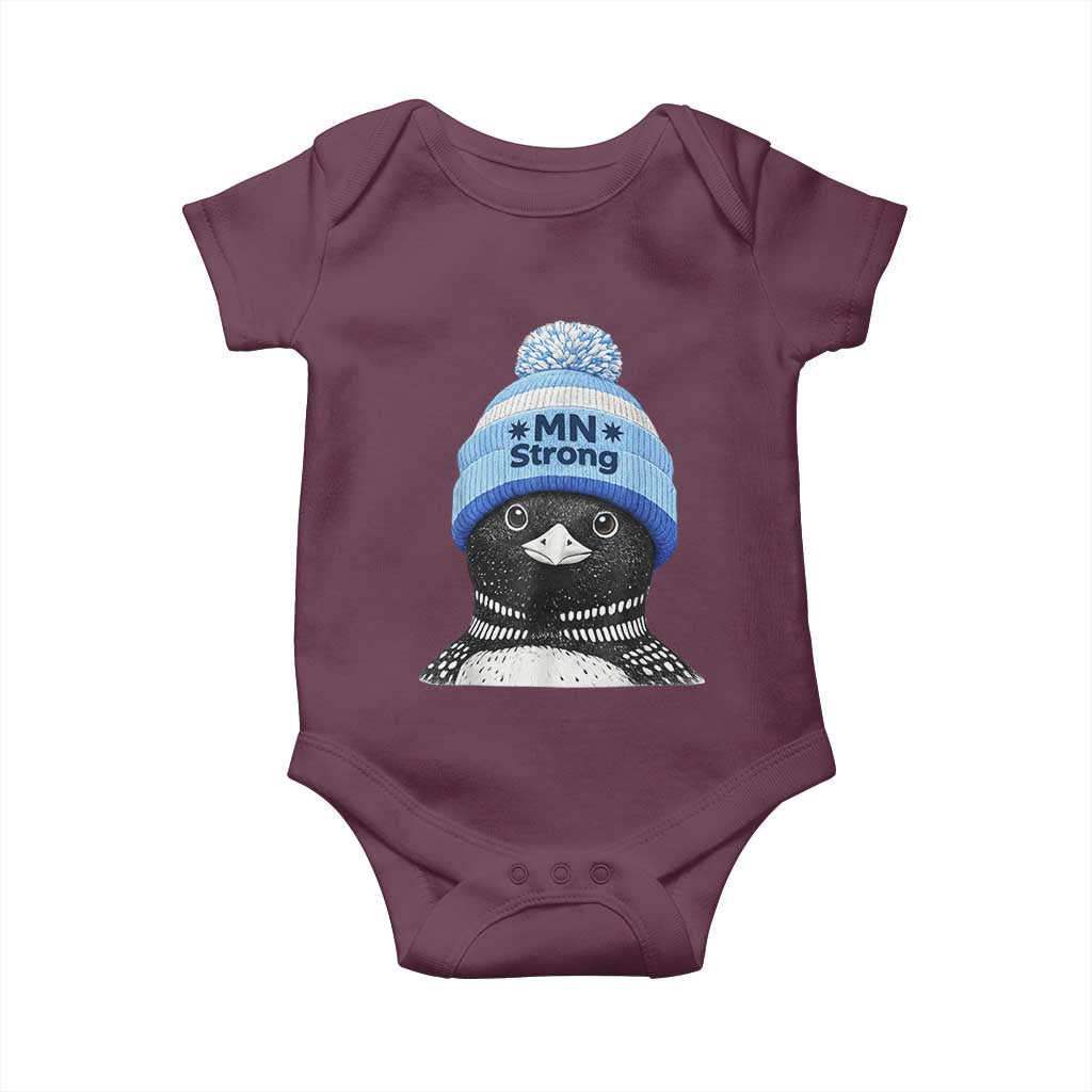 MN Strong Winter Loon with Blue Beanie Baby Onesie Stand with Minnesota Justice Protest TS02 Maroon Print Your Wear
