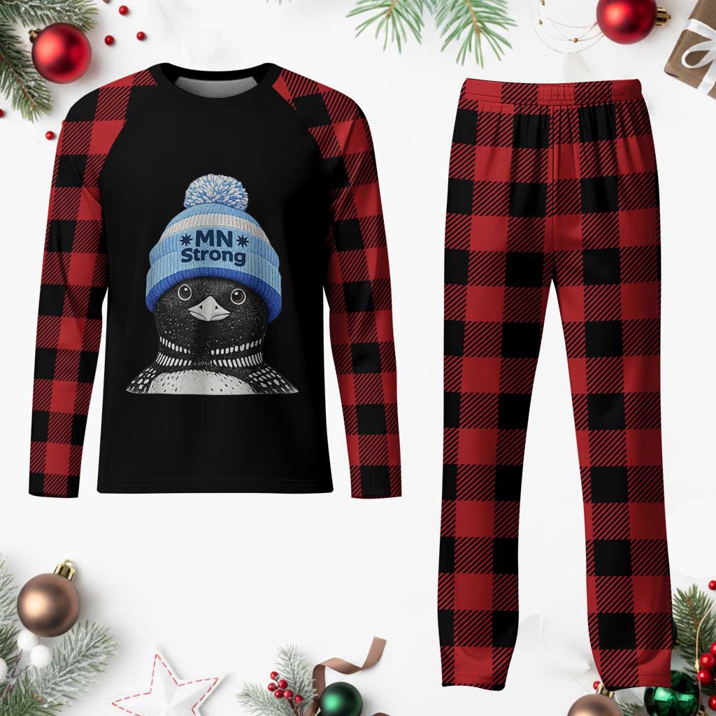 MN Strong Winter Loon with Blue Beanie Plaid Pajama Set Stand with Minnesota Justice Protest TS02 Buffalo Plaid Print Your Wear