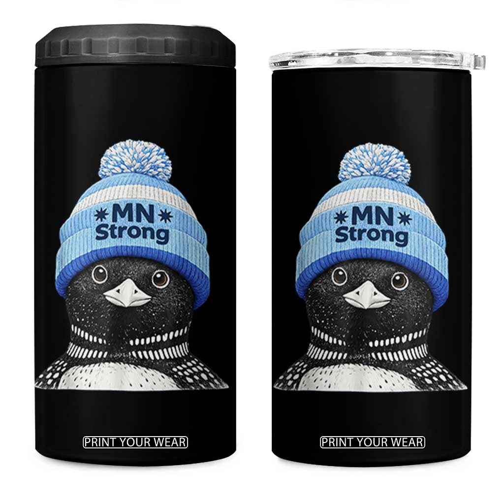 MN Strong Winter Loon with Blue Beanie 4 in 1 Can Cooler Tumbler Stand with Minnesota Justice Protest TS02 One Size: 16 oz Black Print Your Wear
