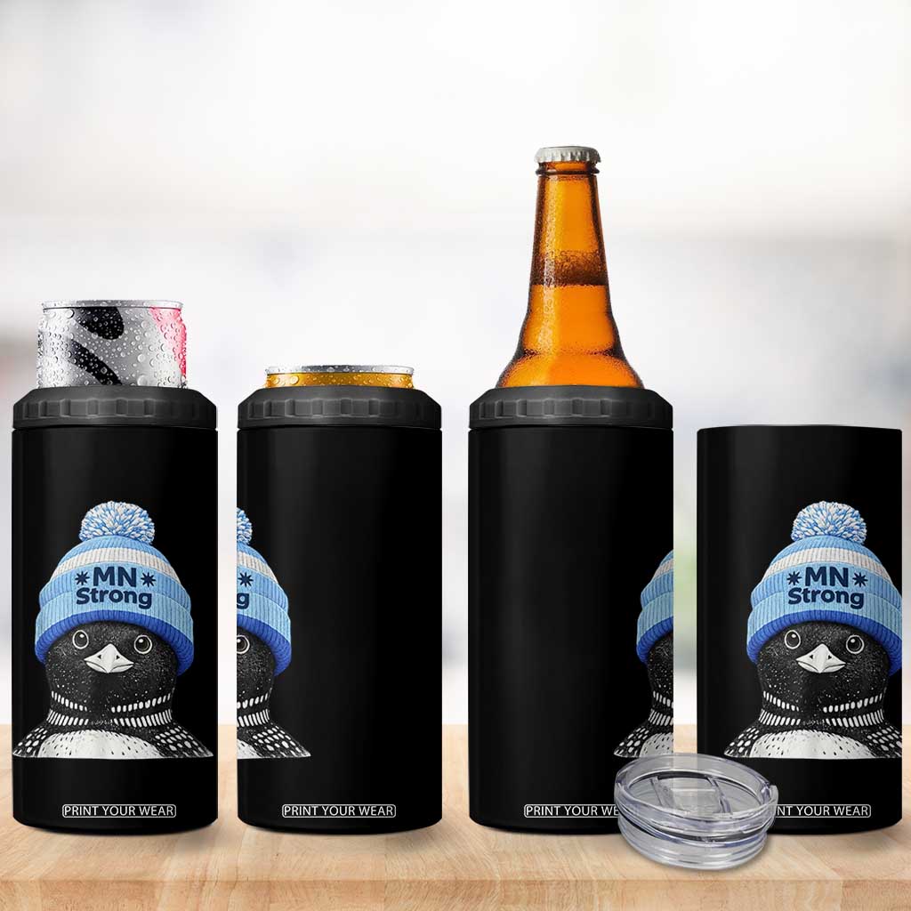 MN Strong Winter Loon with Blue Beanie 4 in 1 Can Cooler Tumbler Stand with Minnesota Justice Protest TS02 Print Your Wear