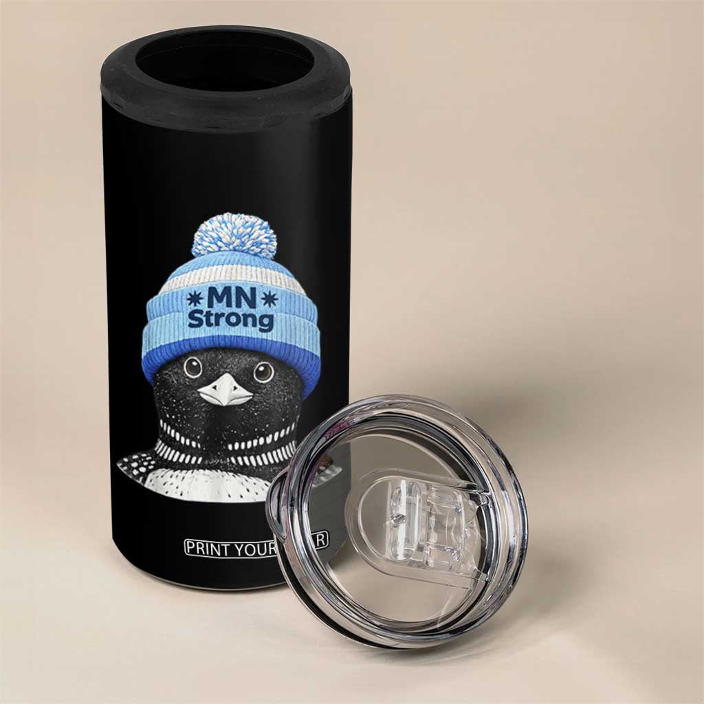 MN Strong Winter Loon with Blue Beanie 4 in 1 Can Cooler Tumbler Stand with Minnesota Justice Protest TS02 Print Your Wear