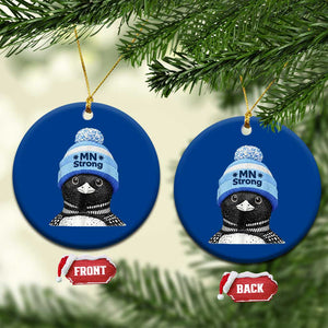 MN Strong Winter Loon with Blue Beanie Ceramic Ornament Stand with Minnesota Justice Protest TS02 1pc Blue Print Your Wear