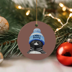 MN Strong Winter Loon with Blue Beanie Ceramic Ornament Stand with Minnesota Justice Protest TS02 1pc Mocha Print Your Wear