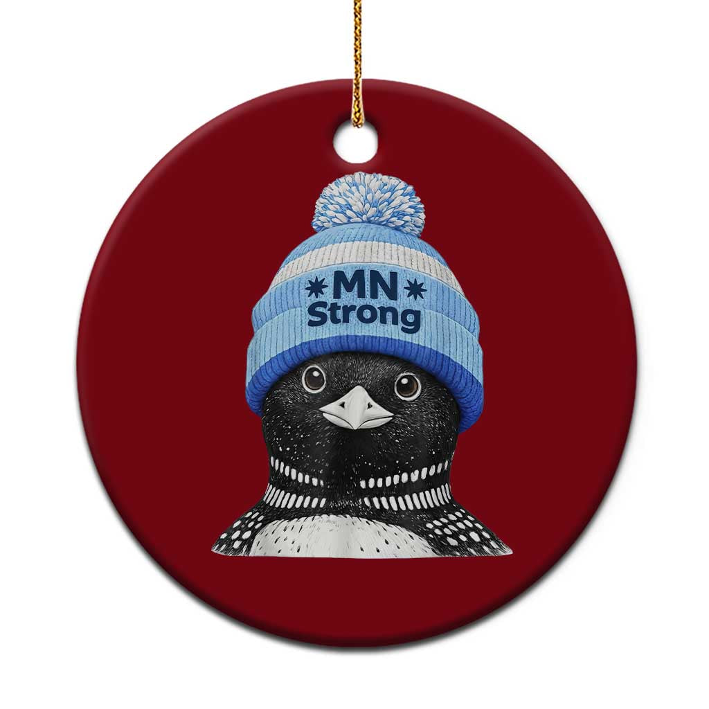 MN Strong Winter Loon with Blue Beanie Ceramic Ornament Stand with Minnesota Justice Protest TS02 1pc Red Print Your Wear