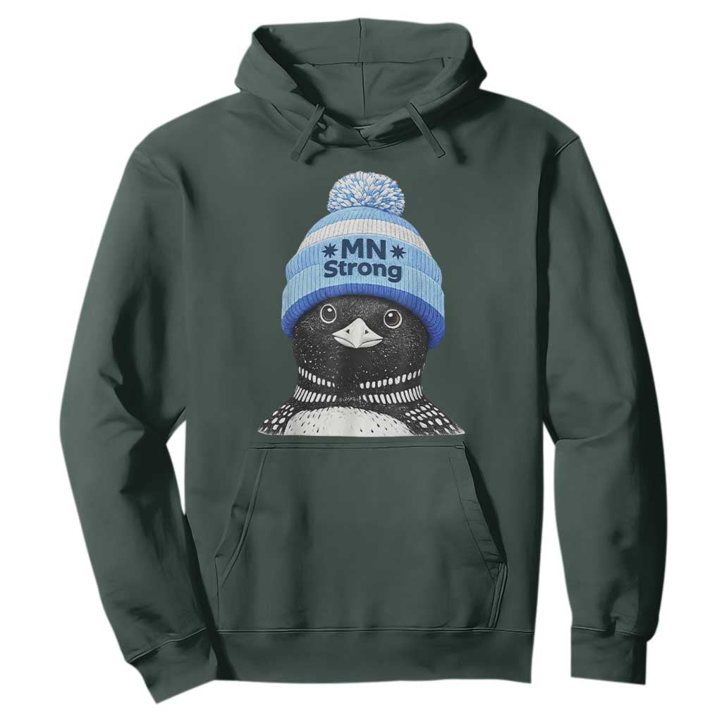 MN Strong Winter Loon with Blue Beanie Hoodie Stand with Minnesota Justice Protest TS02 Dark Forest Green Print Your Wear