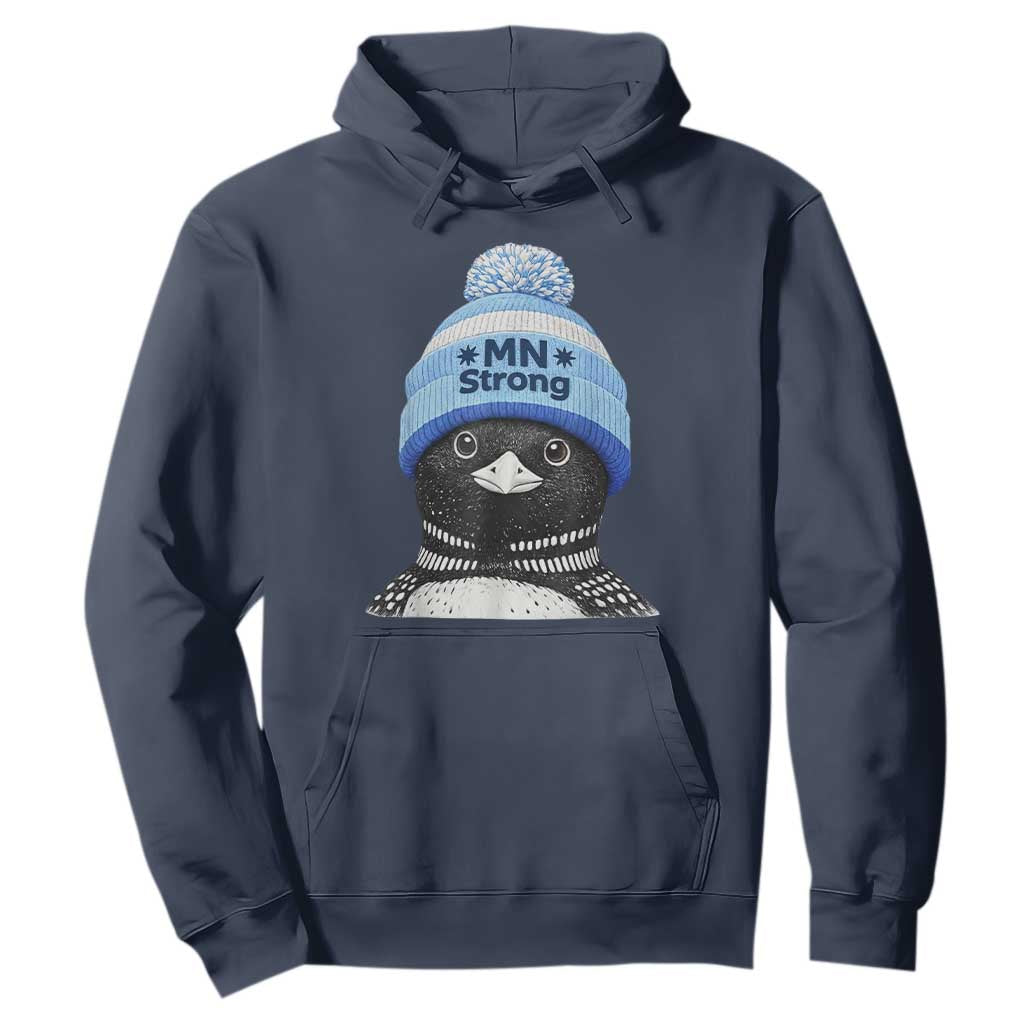 MN Strong Winter Loon with Blue Beanie Hoodie Stand with Minnesota Justice Protest TS02 Navy Print Your Wear