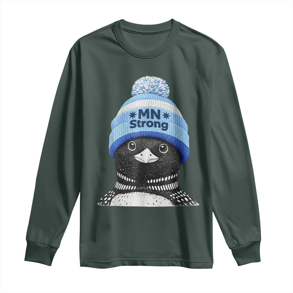 MN Strong Winter Loon with Blue Beanie Long Sleeve Shirt Stand with Minnesota Justice Protest TS02 Dark Forest Green Print Your Wear