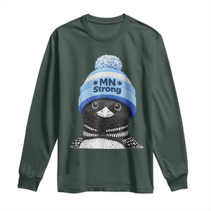 MN Strong Winter Loon with Blue Beanie Long Sleeve Shirt Stand with Minnesota Justice Protest TS02 Dark Forest Green Print Your Wear