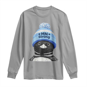 MN Strong Winter Loon with Blue Beanie Long Sleeve Shirt Stand with Minnesota Justice Protest TS02 Sport Gray Print Your Wear
