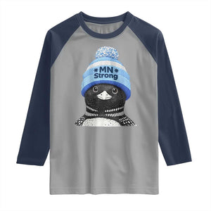 MN Strong Winter Loon with Blue Beanie Raglan Shirt Stand with Minnesota Justice Protest TS02 Sport Gray Navy Print Your Wear