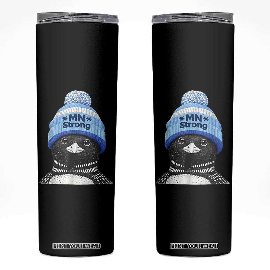 MN Strong Winter Loon with Blue Beanie Skinny Tumbler Stand with Minnesota Justice Protest TS02 Black Print Your Wear