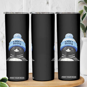 MN Strong Winter Loon with Blue Beanie Skinny Tumbler Stand with Minnesota Justice Protest TS02 Print Your Wear