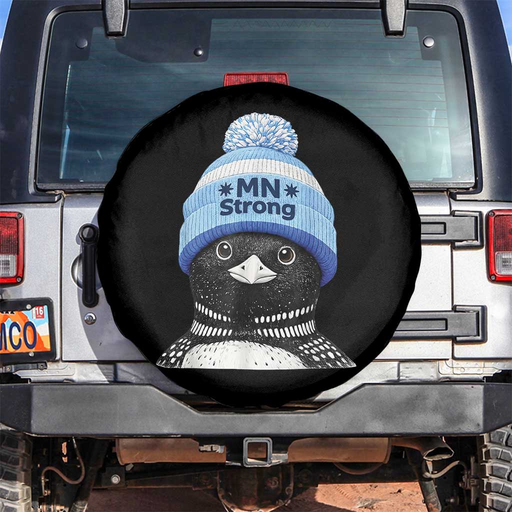 MN Strong Winter Loon with Blue Beanie Spare Tire Cover Stand with Minnesota Justice Protest TS02 No hole Black Print Your Wear