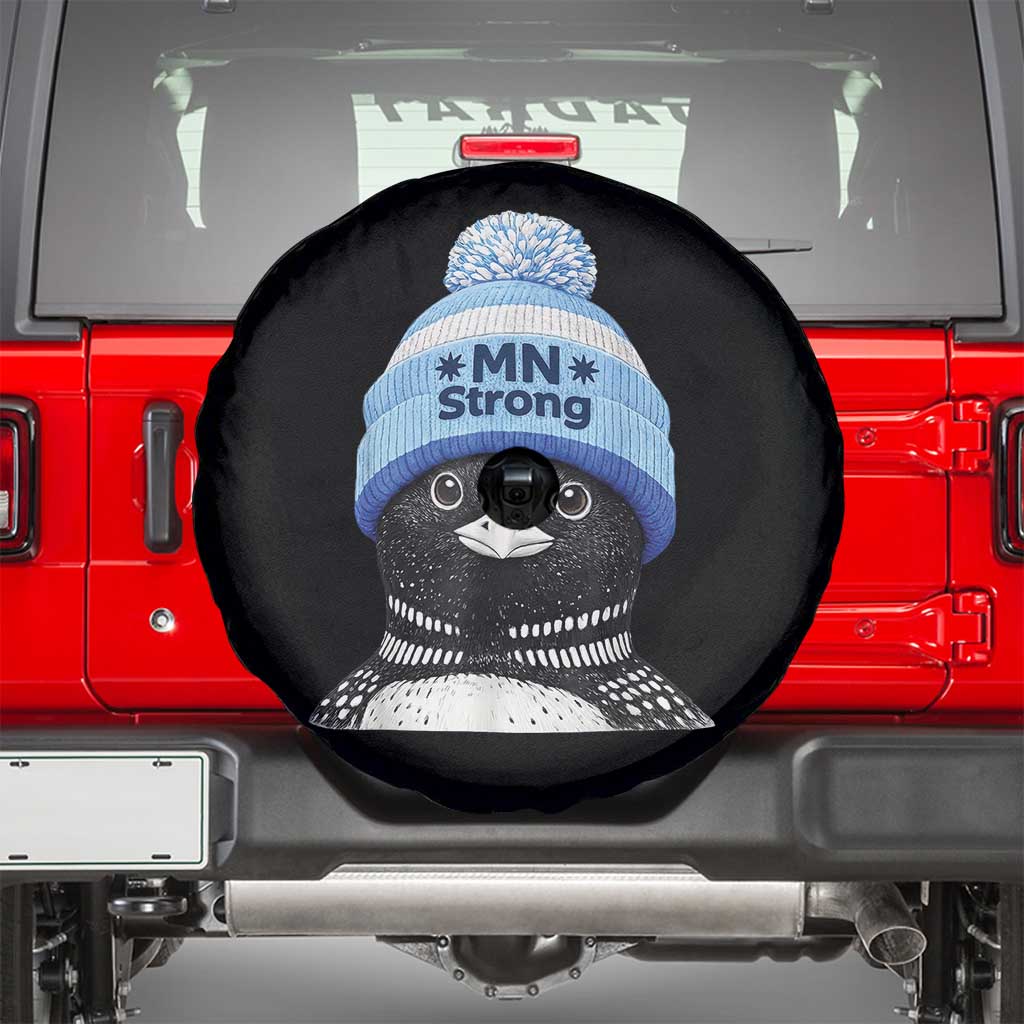 MN Strong Winter Loon with Blue Beanie Spare Tire Cover Stand with Minnesota Justice Protest TS02 Black Print Your Wear