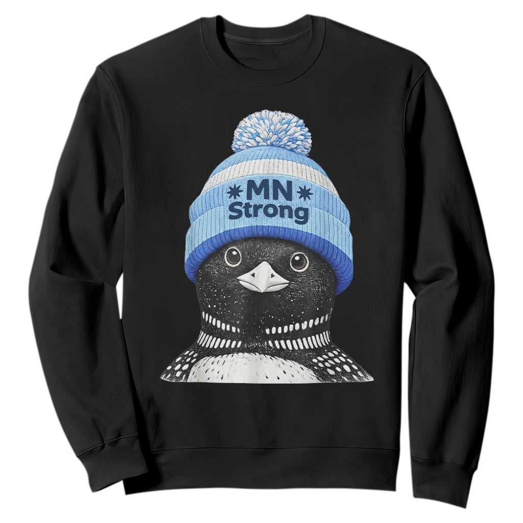 MN Strong Winter Loon with Blue Beanie Sweatshirt Stand with Minnesota Justice Protest TS02 Black Print Your Wear