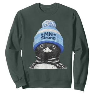 MN Strong Winter Loon with Blue Beanie Sweatshirt Stand with Minnesota Justice Protest TS02 Dark Forest Green Print Your Wear