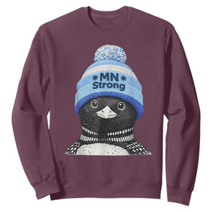 MN Strong Winter Loon with Blue Beanie Sweatshirt Stand with Minnesota Justice Protest TS02 Maroon Print Your Wear