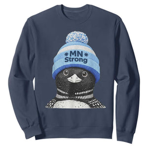 MN Strong Winter Loon with Blue Beanie Sweatshirt Stand with Minnesota Justice Protest TS02 Navy Print Your Wear