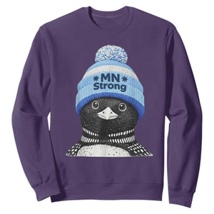 MN Strong Winter Loon with Blue Beanie Sweatshirt Stand with Minnesota Justice Protest TS02 Purple Print Your Wear