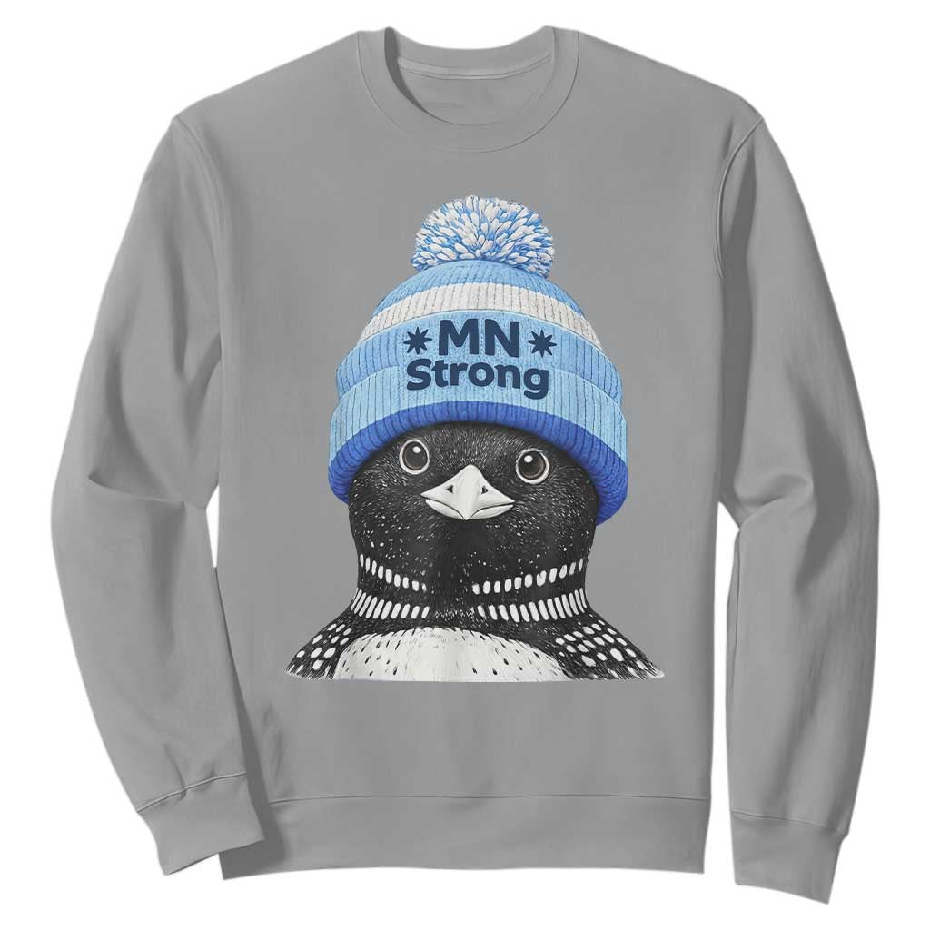 MN Strong Winter Loon with Blue Beanie Sweatshirt Stand with Minnesota Justice Protest TS02 Sport Gray Print Your Wear