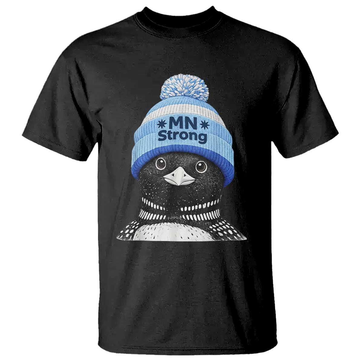 MN Strong Winter Loon with Blue Beanie T Shirt Stand with Minnesota Justice Protest TS02 Black Print Your Wear