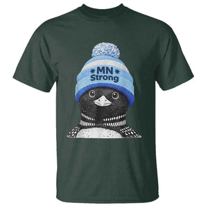 MN Strong Winter Loon with Blue Beanie T Shirt Stand with Minnesota Justice Protest TS02 Dark Forest Green Print Your Wear