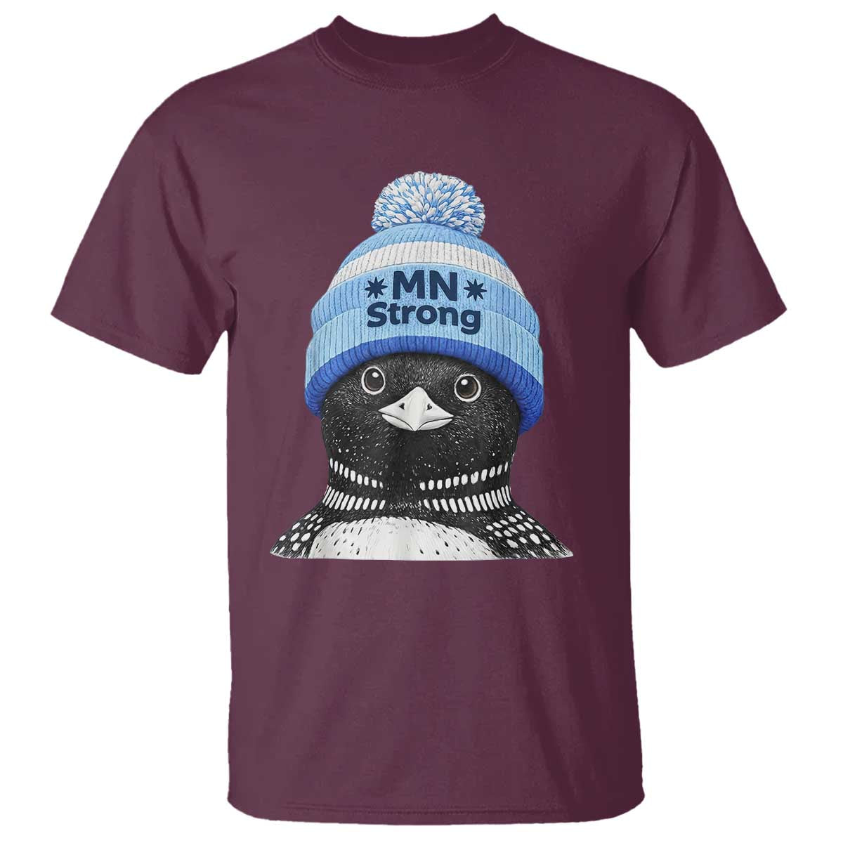 MN Strong Winter Loon with Blue Beanie T Shirt Stand with Minnesota Justice Protest TS02 Maroon Print Your Wear