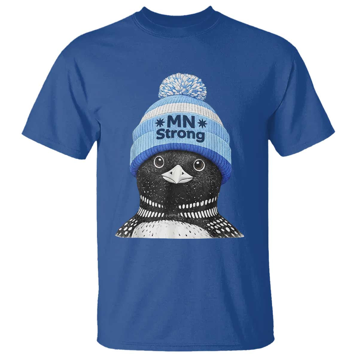 MN Strong Winter Loon with Blue Beanie T Shirt Stand with Minnesota Justice Protest TS02 Royal Blue Print Your Wear