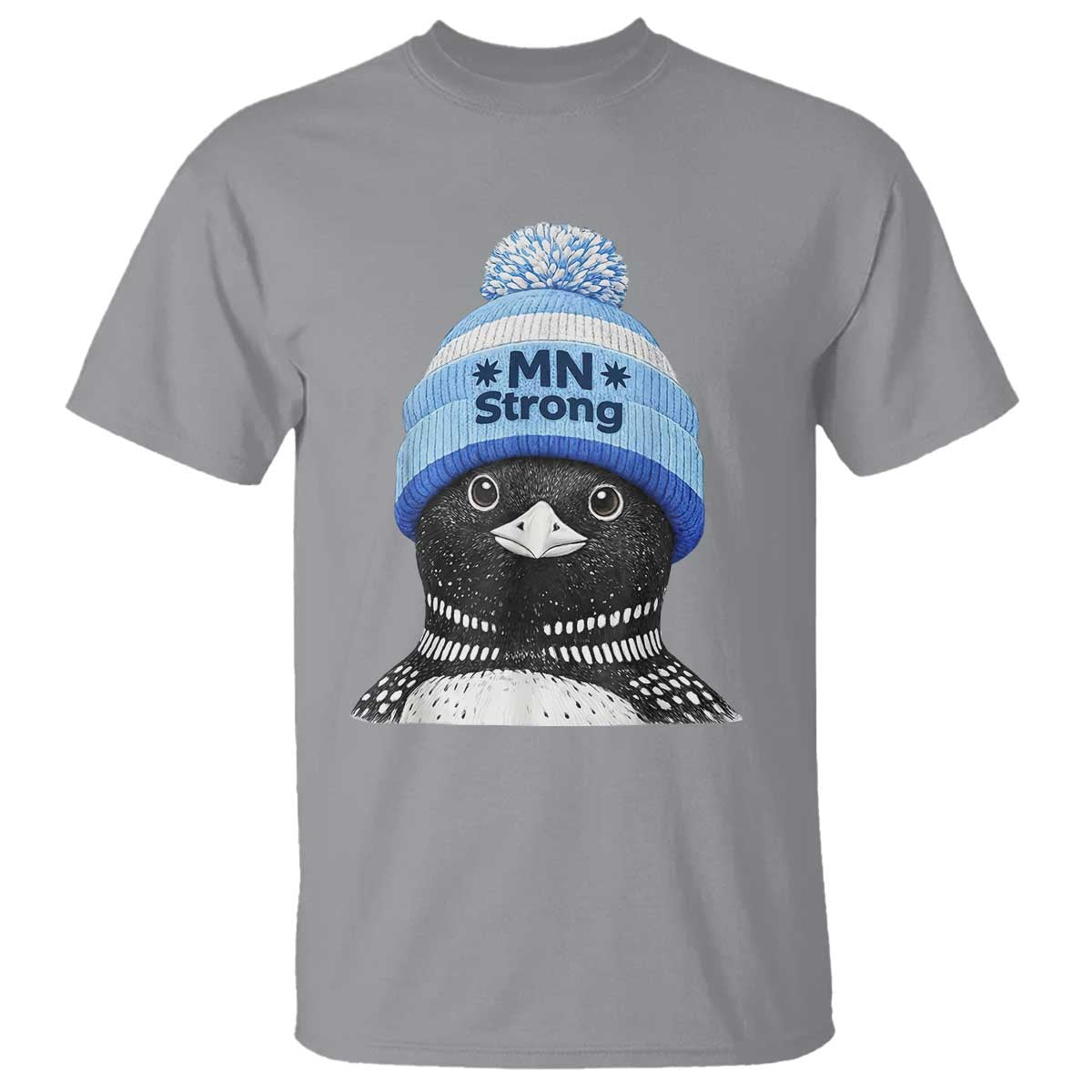 MN Strong Winter Loon with Blue Beanie T Shirt Stand with Minnesota Justice Protest TS02 Sport Gray Print Your Wear