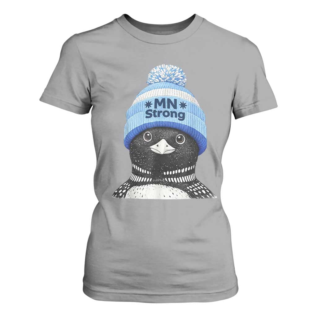 MN Strong Winter Loon with Blue Beanie T Shirt For Women Stand with Minnesota Justice Protest TS02 Sport Gray Print Your Wear