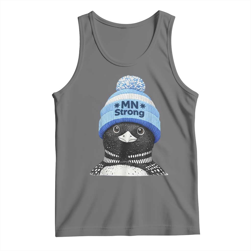 MN Strong Winter Loon with Blue Beanie Tank Top Stand with Minnesota Justice Protest TS02 Black Heather Print Your Wear