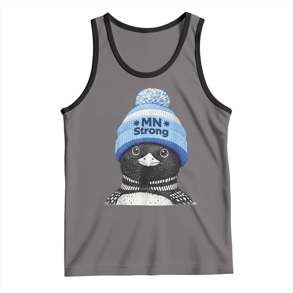 MN Strong Winter Loon with Blue Beanie Tank Top Stand with Minnesota Justice Protest TS02 Deep Heather Black Print Your Wear