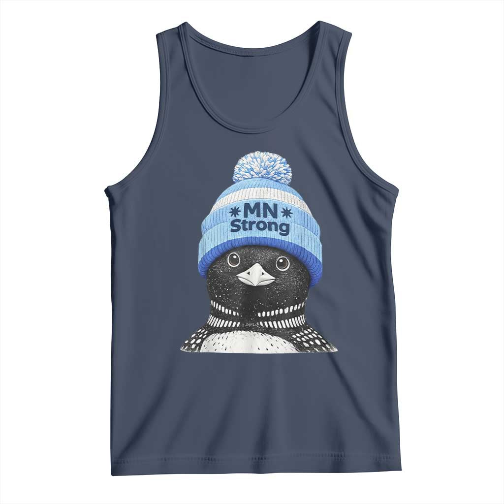 MN Strong Winter Loon with Blue Beanie Tank Top Stand with Minnesota Justice Protest TS02 Navy Print Your Wear