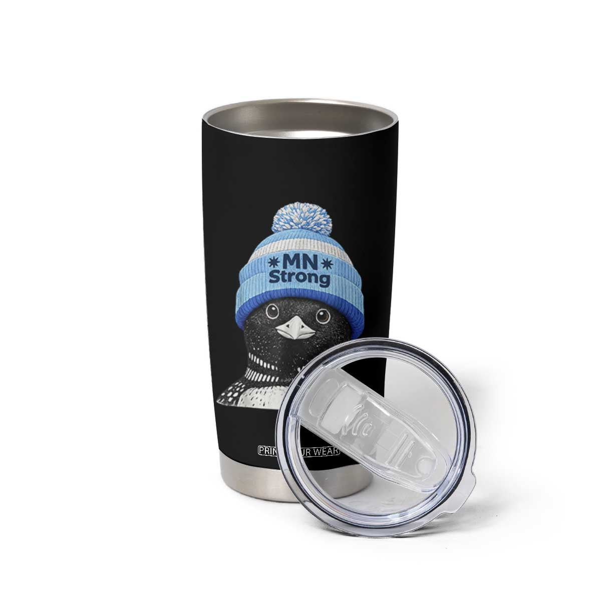 MN Strong Winter Loon with Blue Beanie Tumbler Cup Stand with Minnesota Justice Protest TS02 Print Your Wear