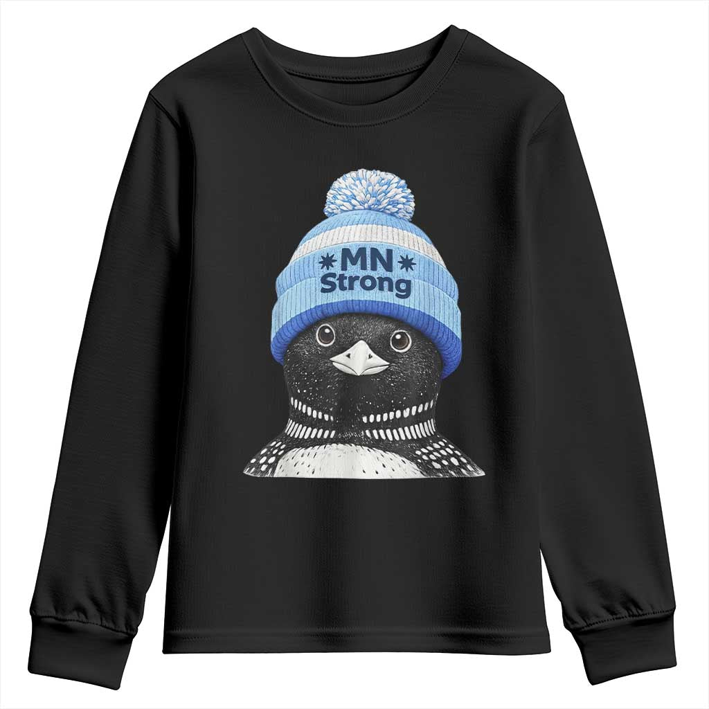 MN Strong Winter Loon with Blue Beanie Youth Sweatshirt Stand with Minnesota Justice Protest TS02 Black Print Your Wear