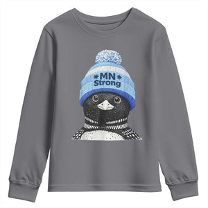 MN Strong Winter Loon with Blue Beanie Youth Sweatshirt Stand with Minnesota Justice Protest TS02 Charcoal Print Your Wear