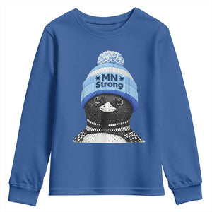 MN Strong Winter Loon with Blue Beanie Youth Sweatshirt Stand with Minnesota Justice Protest TS02 Royal Blue Print Your Wear