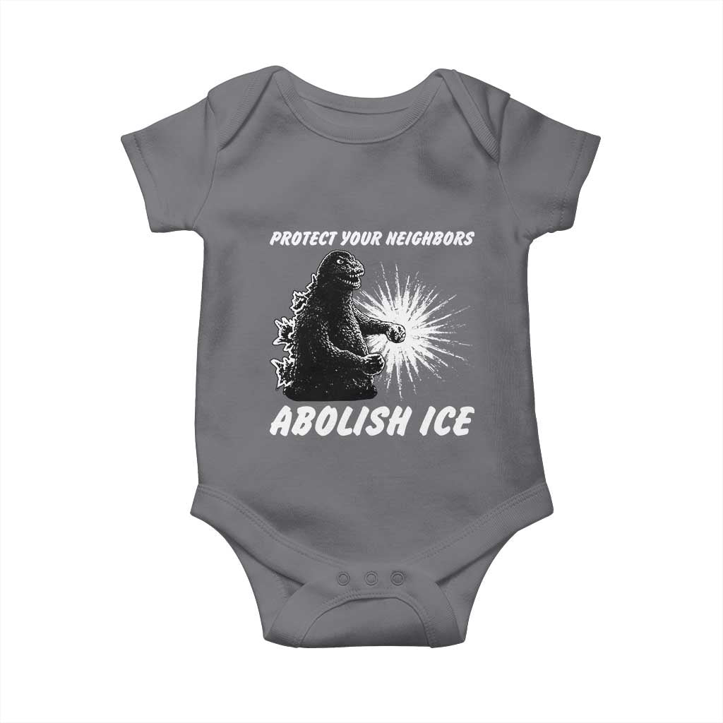 Protect Your Neighbors Abolish Ice Baby Onesie Monster Resitance Protest Graphic TS02 Charcoal Print Your Wear